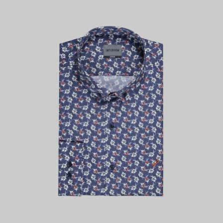 GOIAS UZUN KOL LACİVERT FITTED GÖMLEK