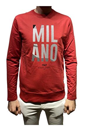 20KCEEO05073 Caz 5073 2 İplik Bisiklet Yaka Sweatshirt Kırmızı