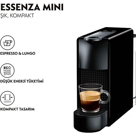 Nespresso Essenza Mini C35 Black Bundle Kahve Makinesi