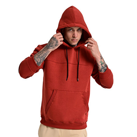 Lerida Hoodie Erkek Turuncu Günlük Stil Sweatshirt 24KU001-KRMT