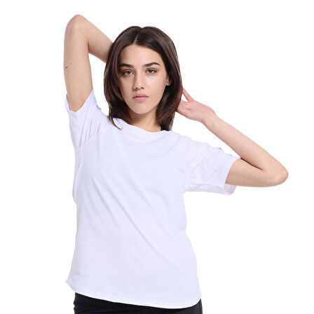 Mine Kadın Beyaz Günlük Stil T-Shirt 25YK018-BYZ
