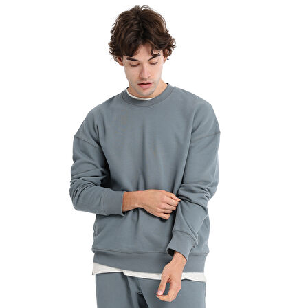 Ault Oversize Erkek Gri Günlük Stil Sweatshirt 25KE1009-GRI