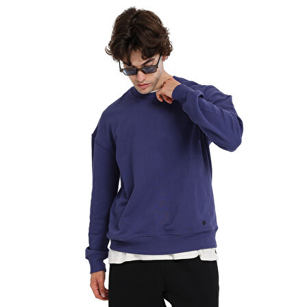 Ault Oversize Erkek Mavi Günlük Stil Sweatshirt 25KE1009-MVI