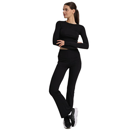 Mahave Cropped Top Kadın Siyah Antrenman T-Shirt 25KK1045-SYH