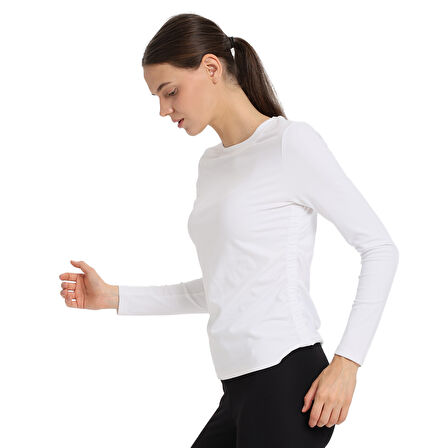 Ruffle Kadın Beyaz Günlük Stil T-Shirt 25KK1030-KBYZ