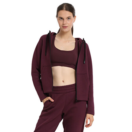 Peoria Kadın Bordo Günlük Stil Eşofman Üstü 25KK1048-BRD