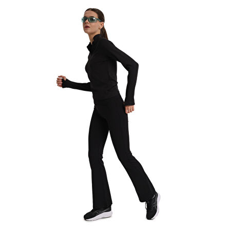 Dewey Half-Zip Kadın Siyah Koşu T-Shirt 25KK1033-SYH