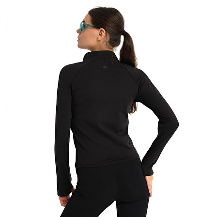Dewey Half-Zip Kadın Siyah Koşu T-Shirt 25KK1033-SYH