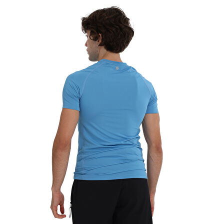 Yuma Slim Erkek Mavi Antrenman T-Shirt 25KE1026-RMVI