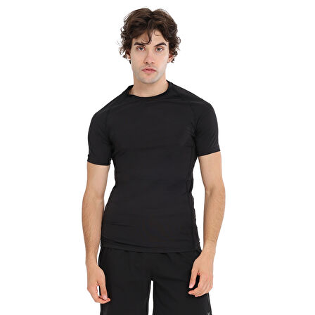 Yuma Slim Erkek Siyah Antrenman T-Shirt 25KE1026-SYH