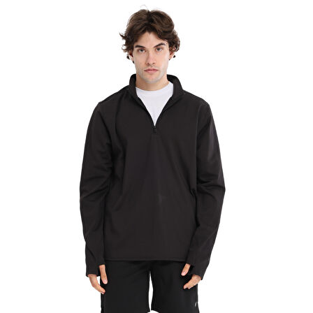 Boone Half-Zip Erkek Siyah Koşu T-Shirt 25KE1015-SYH