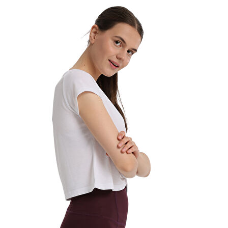 Marana Cropped Top Kadın Beyaz Günlük Stil T-Shirt 25KK1032-KBYZ