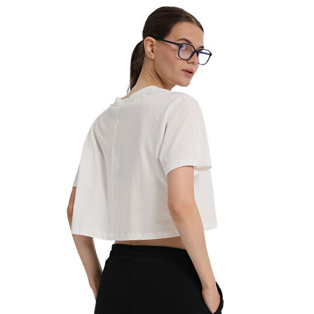 Sedona Cropped Kadın Beyaz Günlük Stil T-Shirt 25KK1034-KBYZ