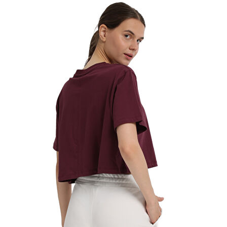 Sedona Cropped Kadın Bordo Günlük Stil T-Shirt 25KK1034-BRD