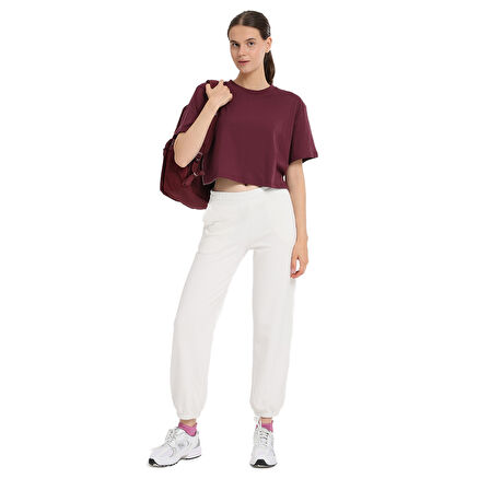 Sedona Cropped Kadın Bordo Günlük Stil T-Shirt 25KK1034-BRD