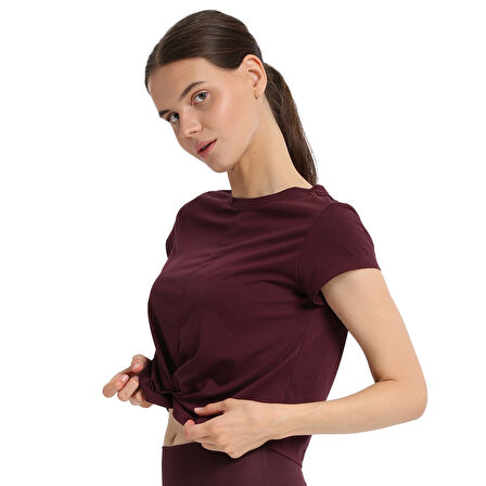Marana Cropped Top Kadın Bordo Günlük Stil T-Shirt 25KK1032-BRD
