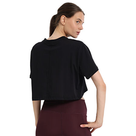 Sedona Cropped Kadın Siyah Günlük Stil T-Shirt 25KK1034-SYH