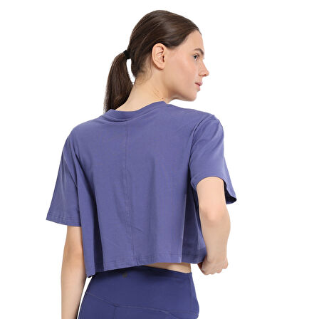 Sedona Cropped Kadın Mavi Günlük Stil T-Shirt 25KK1034-MVI