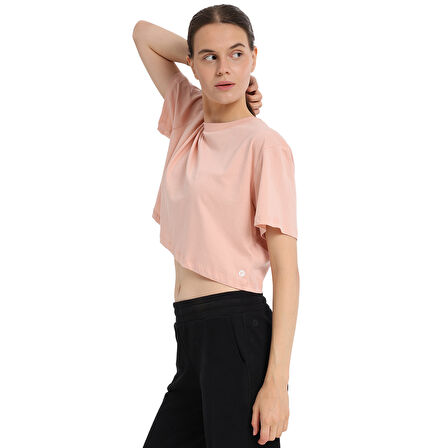 Sedona Cropped Kadın Pembe Günlük Stil T-Shirt 25KK1034-PPMB