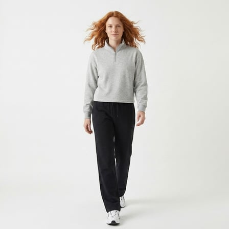 Cleo Zip Neck Kadın Gri Günlük Stil Sweatshirt 26YK0006-KML