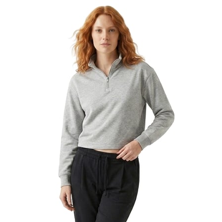 Cleo Zip Neck Kadın Gri Günlük Stil Sweatshirt 26YK0006-KML