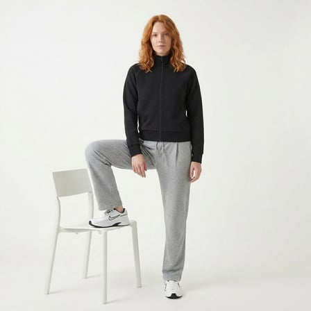 Kaia Full-Zip Kadın Siyah Günlük Stil Eşofman Üstü 26YK0001-SYH