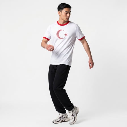 Türkiye Baskılı Unisex Beyaz Günlük Stil T-Shirt 26DU0003-BYZ