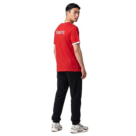 Türkiye Baskılı Unisex Kırmızı Günlük Stil T-Shirt 26DU0003-KRM