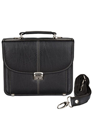 Evrak Çantası 3 Cepli Baron Küçük Yatay Briefcase Vegan 22x25 cm