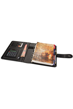 Organizer Ajanda Kılıflı A5 4 Halkalı 15x21 4 Delikli Tarihsiz Kareli Blok Rainbow Vegan 19,5x23 cm