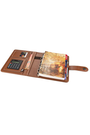 Organizer Ajanda Kılıflı A5 4 Halkalı 15x21 4 Delikli Tarihsiz Kareli Blok Rainbow Vegan 19,5x23 cm