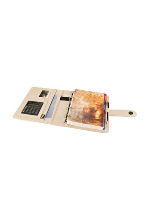 Organizer Ajanda Kılıflı A5 4 Halkalı 15x21 4 Delikli Tarihsiz Çizgili Blok Rainbow Vegan 19,5x23 cm
