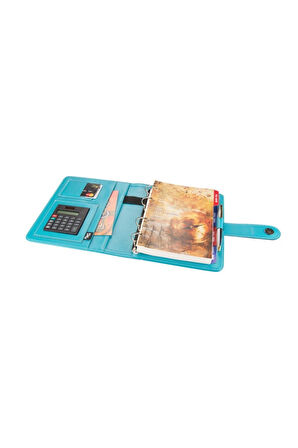 Organizer Ajanda Kılıflı A5 4 Halkalı 15x21 4 Delikli Tarihsiz Çizgili Blok Rainbow Vegan 19,5x23 cm