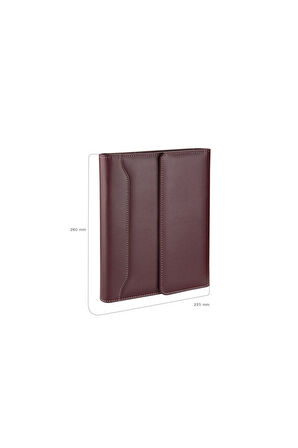 2026 Organizer Ajanda Kılıflı Tarihli Çizgili 168 Yaprak 17x24 Defterli Mıknatıs Kapaklı Rainbow Vegan 22x26 cm. Bordo