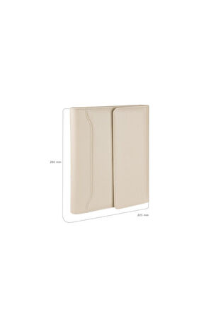 2026 Organizer Ajanda Kılıflı Tarihli Çizgili 168 Yaprak 17x24 Defterli Mıknatıs Kapaklı Rainbow Vegan 22x26 cm. Bej