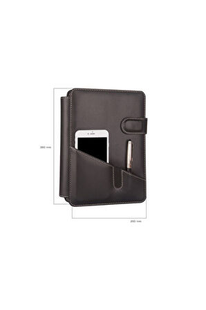 2026 Organizer Ajanda Telefon Kılıflı Tarihli Çizgili 168 Yaprak 17x24 Defterli Rainbow Vegan 20x26 cm. Siyah