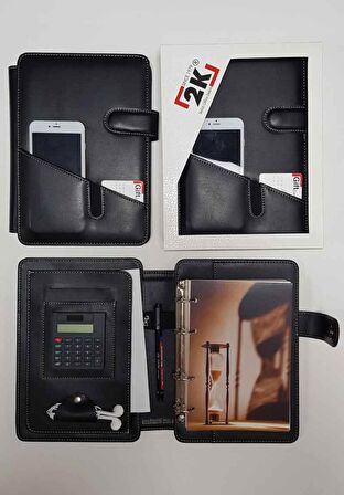 2K ORGANİZER 4 HALKALI SUNİ DERİ SİYAH 5297