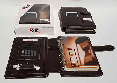 2K ORGANİZER 4 HALKALI SUNİ DERİ KAHVE 5298