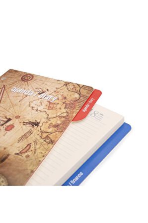 2026 Organizer Ajanda Telefon Kılıflı 15x21 4 Delikli Tarihli Çizgili Blok 4 Halkalı Rainbow Vegan 20x26 cm. KIRMIZI