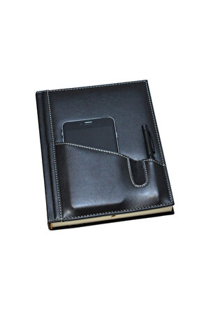 Deri Defter Günlük Journal Ajanda Tarihsiz Çizgili Telefon Kılıflı 160 Yaprak Vegan 17x24 cm
