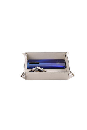 Masaüstü Organizer Düzenleyici Deri Dekoratif Sepet Kare Desktop Organizer Rainbow Vegan 16,5x16,5 cm