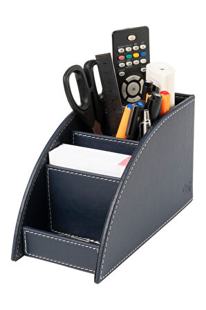 Masaüstü Deri Kalemlik Kumandalık Organizer 4 Gözlü Desktop Organizer Rainbow Vegan 10x21,5x12,5 cm