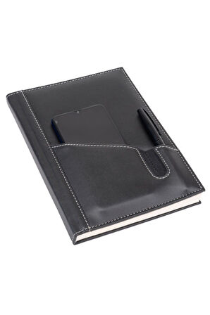 Deri Defter Günlük Journal Ajanda Tarihsiz Düz Telefon Kılıflı 160 Yaprak Vegan 17x24 cm