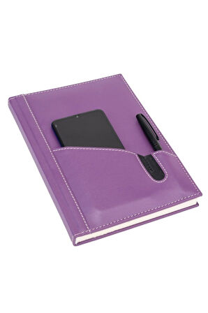 Deri Defter Günlük Journal Ajanda Tarihsiz Düz Telefon Kılıflı 160 Yaprak Vegan 17x24 cm