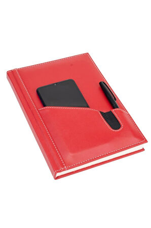 Deri Defter Günlük Journal Ajanda Tarihsiz Düz Telefon Kılıflı 160 Yaprak Vegan 17x24 cm