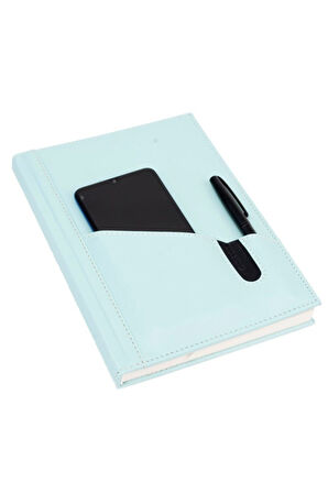 Deri Defter Günlük Journal Ajanda Tarihsiz Düz Telefon Kılıflı 160 Yaprak Vegan 17x24 cm