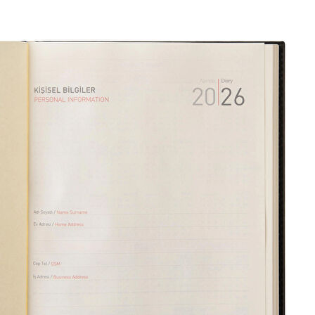 2026 YENİ YIL GÜNLÜK ÇİZGİLİ AJANDA DERİ TELEFON KILIFLI KAPAK 17X24 CM. LİLA