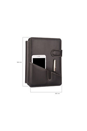 2026 YENİ YIL TARİHLİ GÜNLÜK ÇİZGİLİ 17*24 CM İÇ AJANDALI TELEFON KILIFI KAPAKLI DERİ ORGANİZER SİYAH