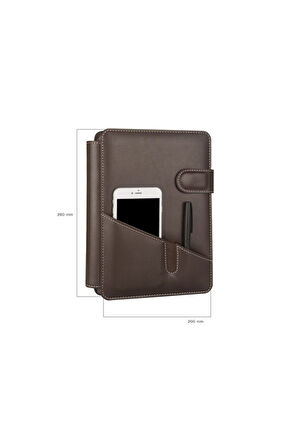 2026 YENİ YIL TARİHLİ GÜNLÜK ÇİZGİLİ 17*24 CM İÇ AJANDALI TELEFON KILIFI KAPAKLI DERİ ORGANİZER KAHVERENGİ