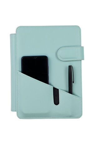 2026 YENİ YIL TARİHLİ GÜNLÜK ÇİZGİLİ 17*24 CM İÇ AJANDALI TELEFON KILIFI KAPAKLI DERİ ORGANİZER SU YEŞİLİ